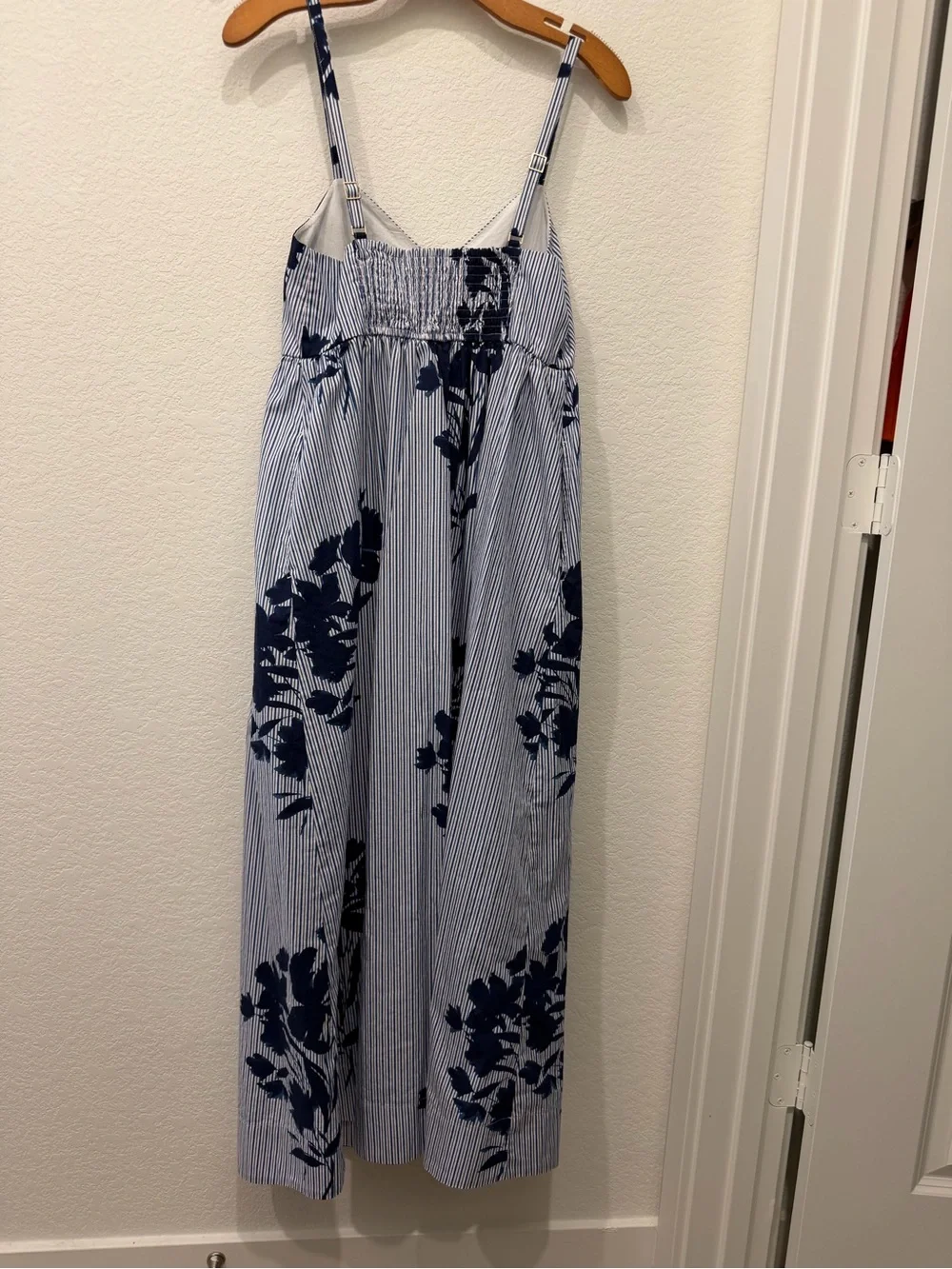 Abercrombie & Fitch Blue and White Striped Maxi with Navy Floral
